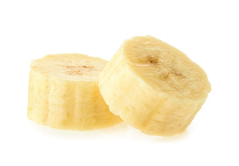 Banana slices isolated on white