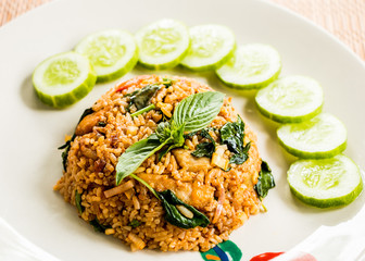 fried rice with pork, Thai food.