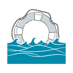 Lifebuoy rescue at sea vector illustration