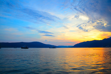 Fototapeta premium Sundown in The Bay of Kotor