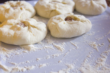 a pie with meat and onions