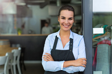 Woman working at cafe
