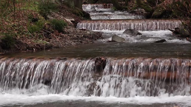 Beautiful landscape rapids on a mountains river and small waterfall