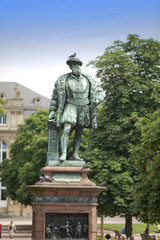 Fototapeta na wymiar Statue of Christoph Duke of Wuerttemberg on Caste Square (Schlossplatz) , Stuttgart, Germany..