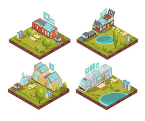 Mobile House Isometric Compositions