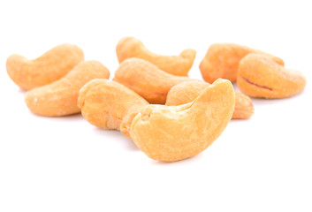 Cashew nuts on white background