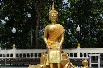 golden statue of buddhism in Thailand Pattaya