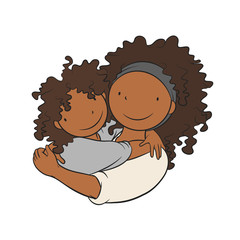  Mother Embracing her Child, Vector Illustration
