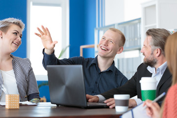 Coworkers having a chat