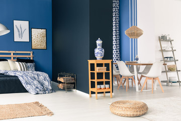 White and blue studio