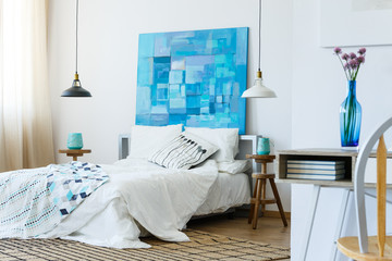 White and blue bedroom