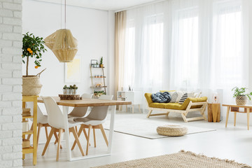 Orange tree in dining room