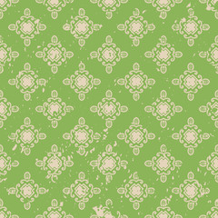 Abstract vintage ornamental pattern with fading and scratches, paint splashes. Vector template can be used for design of wallpaper, fabric, oilcloth, textile, wrapping paper and other design