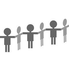 Chain of people isolated on white background