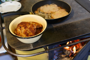 Cooking on firewood stove