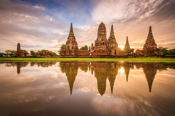 Fototapeta premium Ayutthaya, Thailand at Wat Chaiwatthanaram