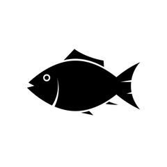 Fish icon. Silhouette vector illustration