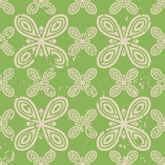 Abstract vintage ornamental pattern with fading and scratches, paint splashes. Vector template can be used for design of wallpaper, fabric, oilcloth, textile, wrapping paper and other design