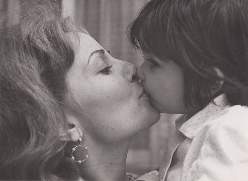 Madre e figlia foto originale vintage bianco e nero
