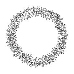 Hand drawn wreath. Floral design