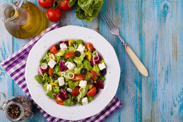 Fresh Greek salad on a plate