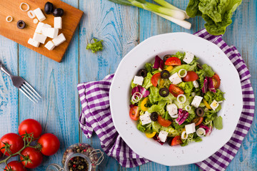 Fresh Greek salad on a plate