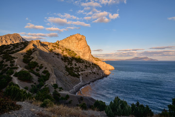 Fototapeta na wymiar Amazing landscape of the Black Sea and mountain in Crimea
