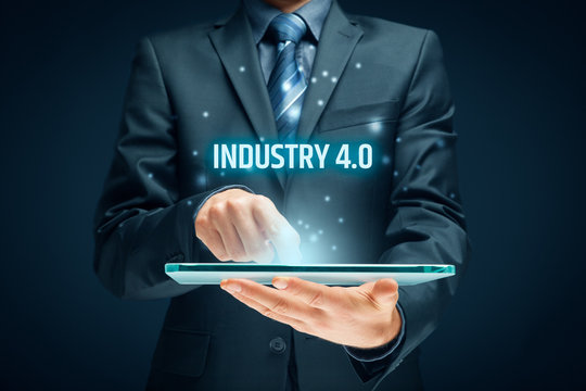 Industry 4.0 - automation, robotics and data exchange in manufacturing technologies. Smart factory concept