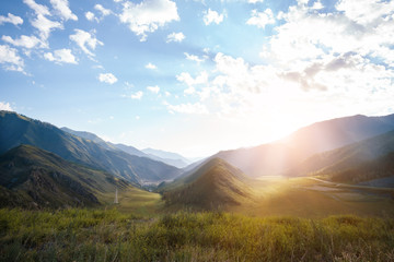 Obraz premium Sunset in the mountains. The Nature Of The Altai Mountains, Russia.