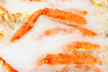 Fresh Crab Legs on Ice.