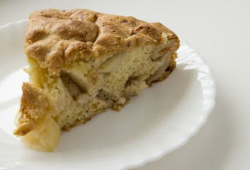 A piece of apple pie Charlotte with cinnamon, according to an old grandmother's recipe