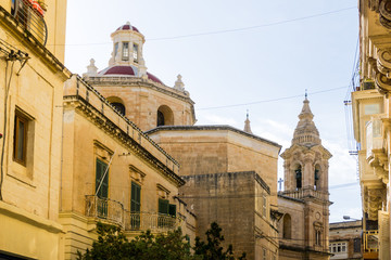Typical street view of Valletta in Malta