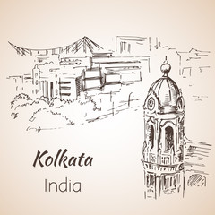 Sketch of indian city Kolkata.