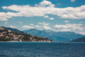 Fototapeta na wymiar Harceg Novi, Montenegro panoramic summer landscape.