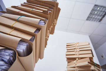 stacks of paper files