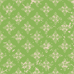 Abstract vintage ornamental pattern with fading and scratches, paint splashes. Vector template can be used for design of wallpaper, fabric, oilcloth, textile, wrapping paper and other design