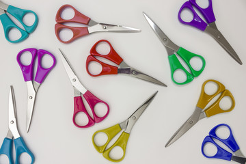 Bunch Of Colorful Scissors on white background
