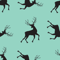 Pattern of a running deer on a light green background - art abstract creative modern vector illustration