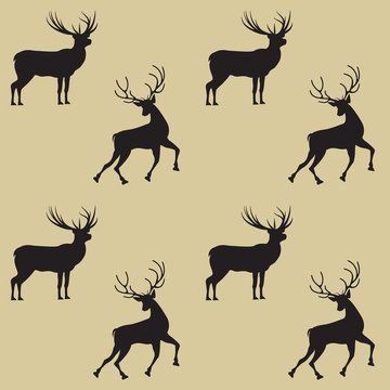 Pattern two deer on a light background - art abstract creative modern vector illustration