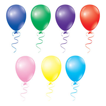 Multi-colored balloons isolated on white background abstract vector