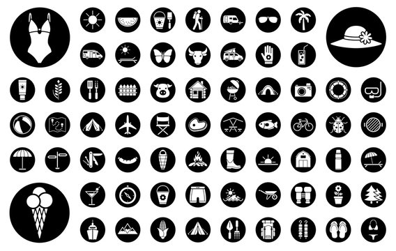 Gro&szlig;es Sommer & Urlaub Iconset - SW