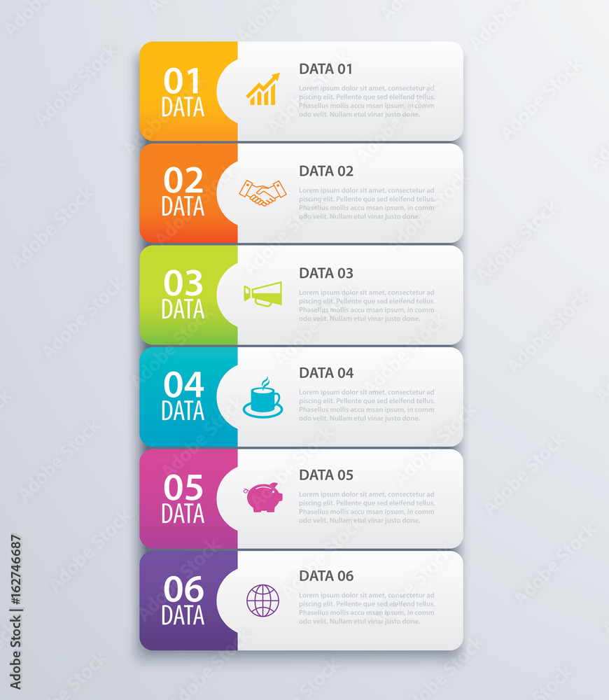 Canvas Prints 6 infographic tab index banner design vector and marketing template business. can be used for workfl