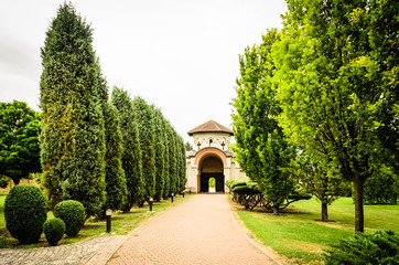 Fototapeta na wymiar Entrance gate Orthodox Monastery Kovilj 