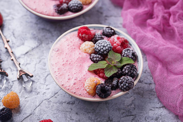 Smoothie bowl with frozen berry