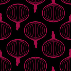 Onions cut seamless pattern. Vegetable slice background. Food texture