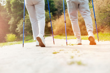 Sporty elderly couple exercising together