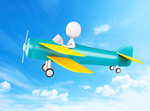 3d White people piloting an airplane