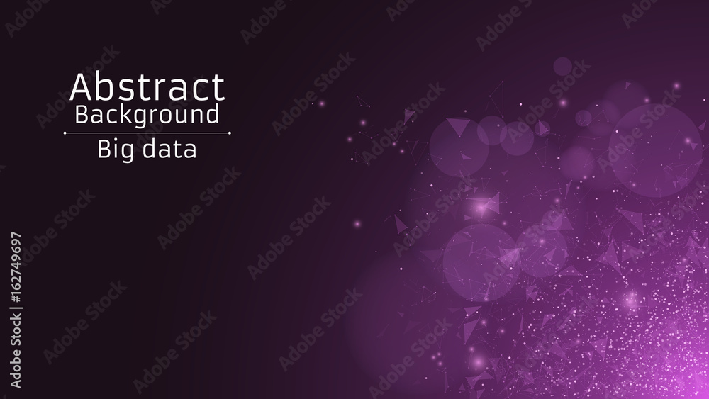 Poster abstract polygonal background from connected triangles and dots. modern technologies in design. the 