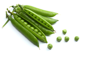 fresh green peas isolated on a white background