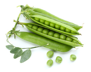fresh green peas isolated on a white background